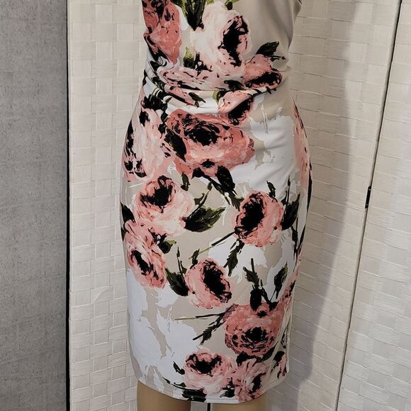 GLAMOUR WIDTH ROUND NECKLINE FLORAL EMBROIDERED SHEATH DRESS - Picture 10 of 14